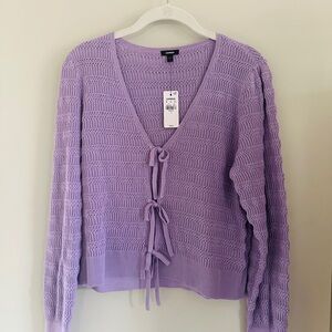 Express Lilac Knit Cardigan with Front Ties